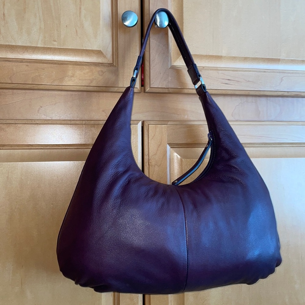 Levenger purple leather bag